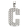 Sterling Silver C Pendant, Diamond-Cut Textured Uppercase Letter Charm for Unisex Wear