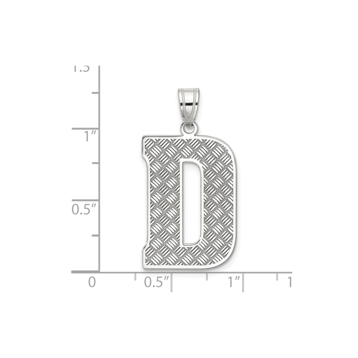 Sterling Silver Pendant Charm with Diamond Cut Texture, Uppercase Letter D Initial