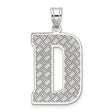 Sterling Silver Pendant Charm with Diamond Cut Texture, Uppercase Letter D Initial