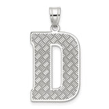 Sterling Silver Pendant Charm with Diamond Cut Texture, Uppercase Letter D Initial