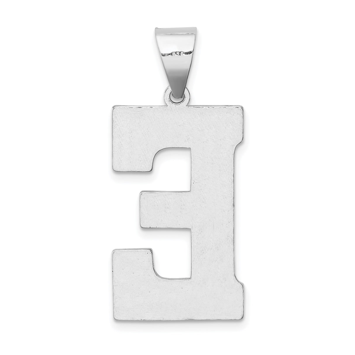 Sterling Silver Initial Pendant, Textured Block Letter E Alphabet Charm, Unisex Monogram Jewelry