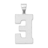 Sterling Silver Initial Pendant, Textured Block Letter E Alphabet Charm, Unisex Monogram Jewelry