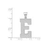 Sterling Silver Initial Pendant, Textured Block Letter E Alphabet Charm, Unisex Monogram Jewelry
