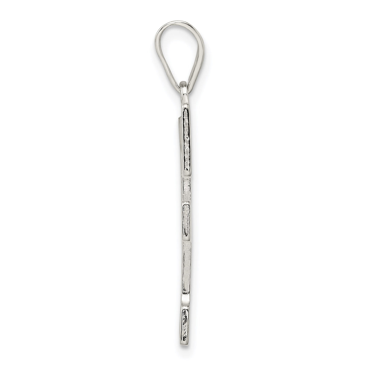 Sterling Silver F Initial Pendant, Textured Alphabet Monogram Charm for Men and Women