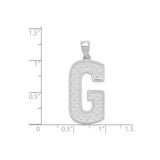 Sterling Silver Letter G Pendant, Textured Geometric Initial Charm, Unisex Jewelry