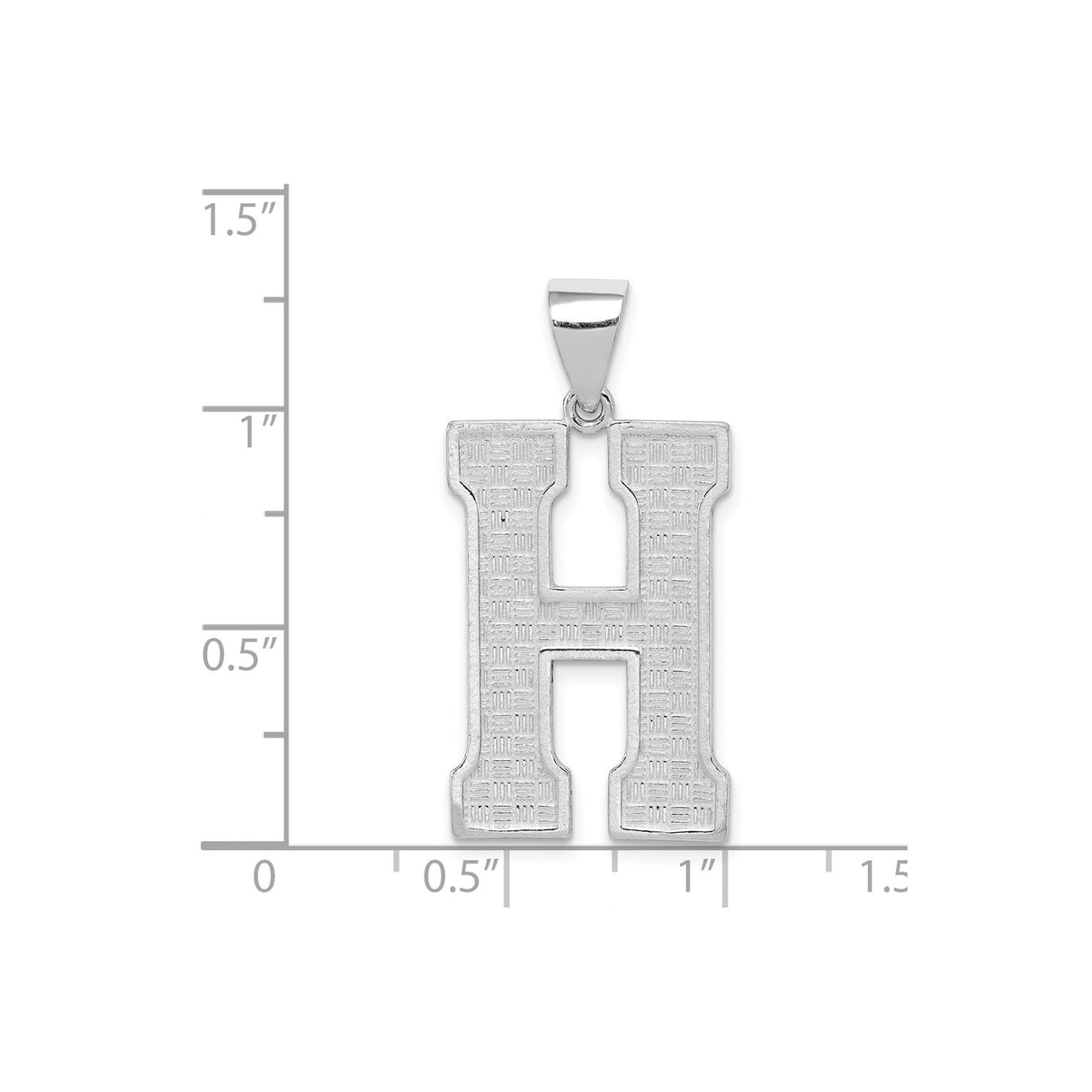 Sterling Silver Initial H Pendant, Textured Alphabet Charm, Minimalist Monogram Jewelry