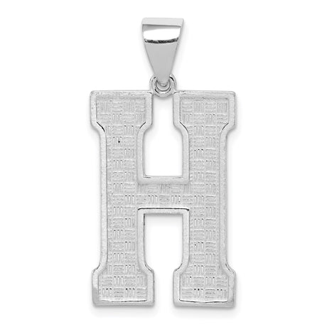 Sterling Silver Initial H Pendant, Textured Alphabet Charm, Minimalist Monogram Jewelry