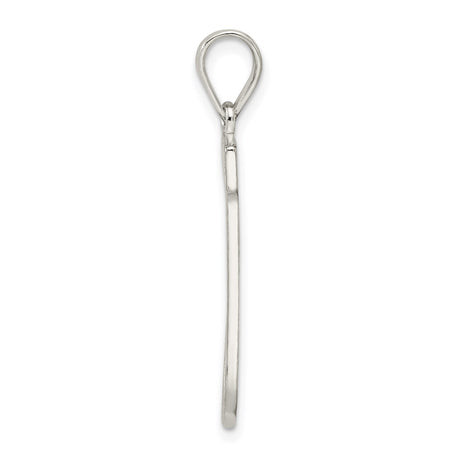 Sterling Silver Letter J Pendant with Textured Grid Pattern, Unisex Alphabet Charm
