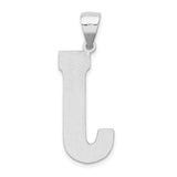 Sterling Silver Letter J Pendant with Textured Grid Pattern, Unisex Alphabet Charm
