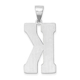 Sterling Silver Pendant, Textured Geometric Initial K Charm, Modern Monogram Design