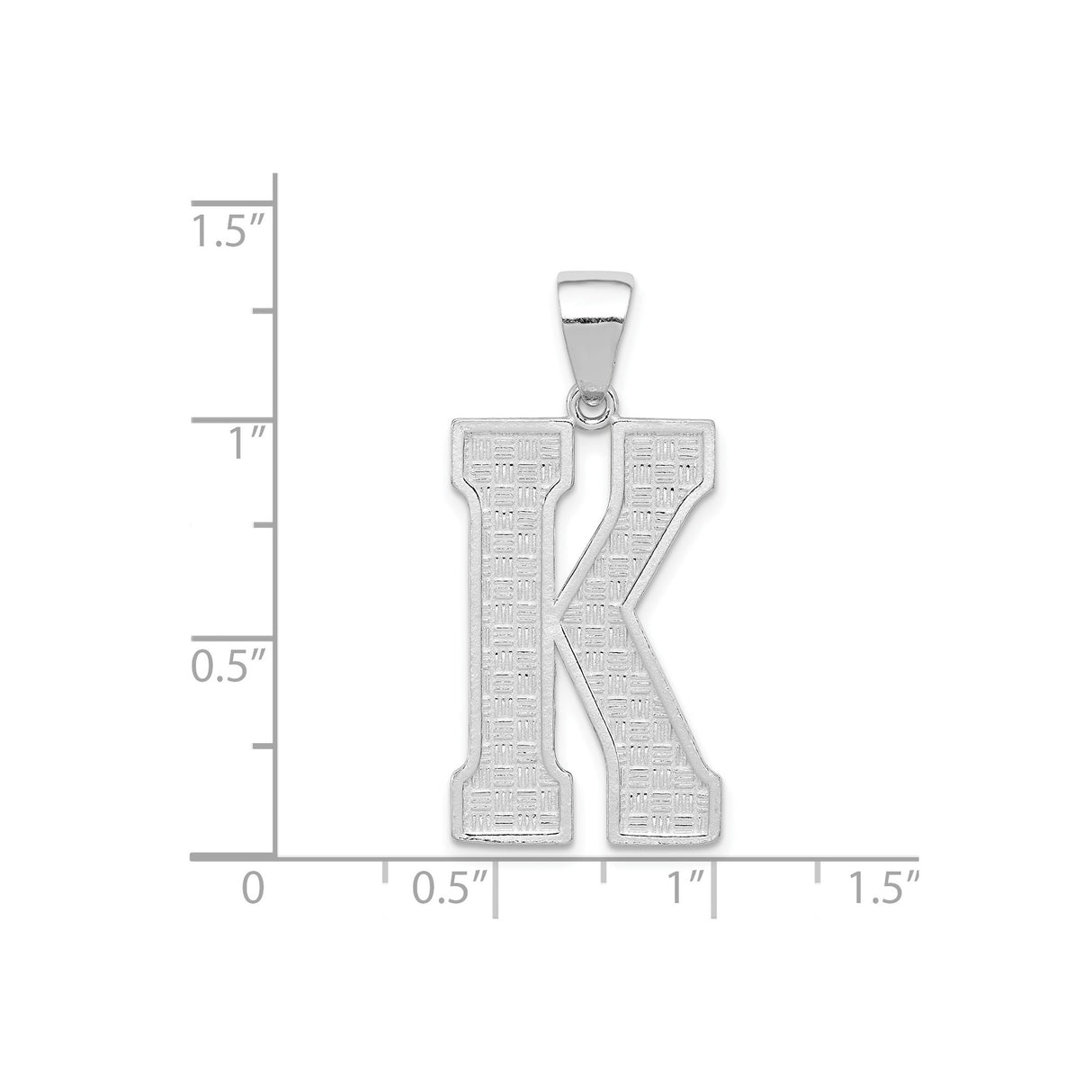 Sterling Silver Pendant, Textured Geometric Initial K Charm, Modern Monogram Design