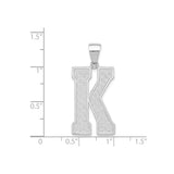Sterling Silver Pendant, Textured Geometric Initial K Charm, Modern Monogram Design