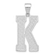 Sterling Silver Pendant, Textured Geometric Initial K Charm, Modern Monogram Design