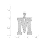 Sterling Silver Letter M Pendant with Textured Detailing and Bold Block Design