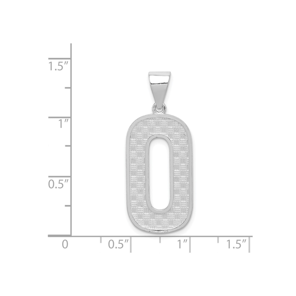 Sterling Silver Number Zero Pendant with Woven Texture and High Polish Finish