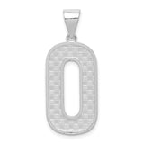Sterling Silver Number Zero Pendant with Woven Texture and High Polish Finish