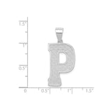 Sterling Silver Letter P Pendant with Basketweave Design, Unisex Initial Charm