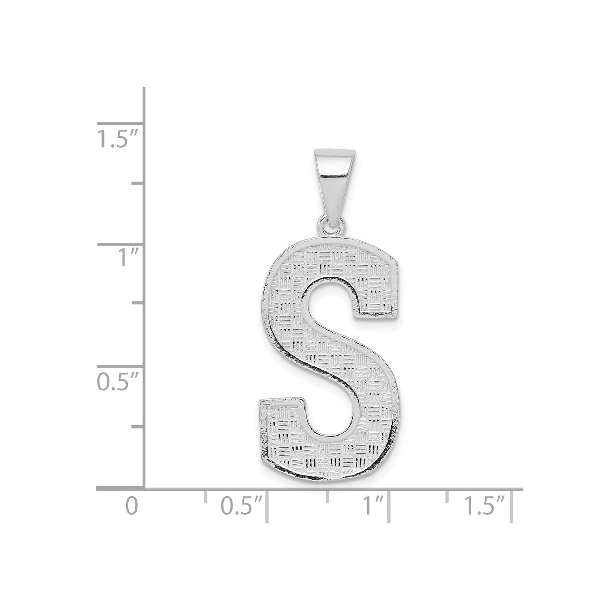 Sterling Silver Letter S Pendant with Textured Basketweave Design Charm for Women or Unisex