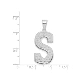 Sterling Silver Letter S Pendant with Textured Basketweave Design Charm for Women or Unisex