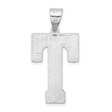 Sterling Silver Letter T Pendant with Woven Texture, Geometric Block Design