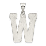 Sterling Silver Letter W Pendant with Basketweave Texture, Unisex Initial Charm