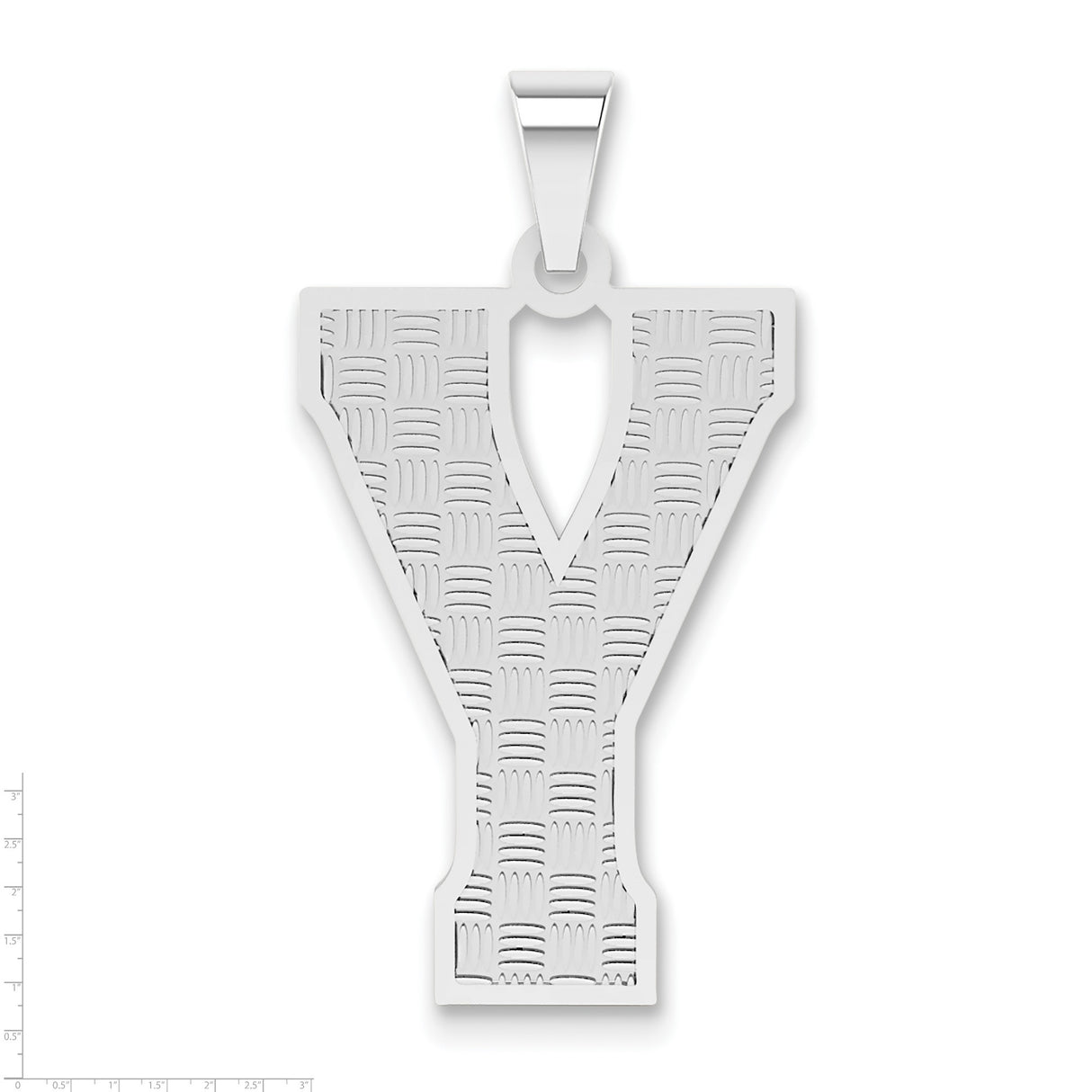 Sterling Silver Letter Y Pendant Charm, Textured Block Initial Jewelry