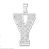 Sterling Silver Letter Y Pendant Charm, Textured Block Initial Jewelry