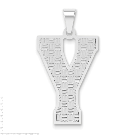 Sterling Silver Letter Y Pendant Charm, Textured Block Initial Jewelry