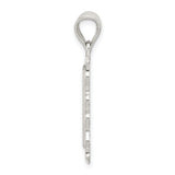 Sterling Silver B Initial Pendant with Textured Frame and Scrollwork Design