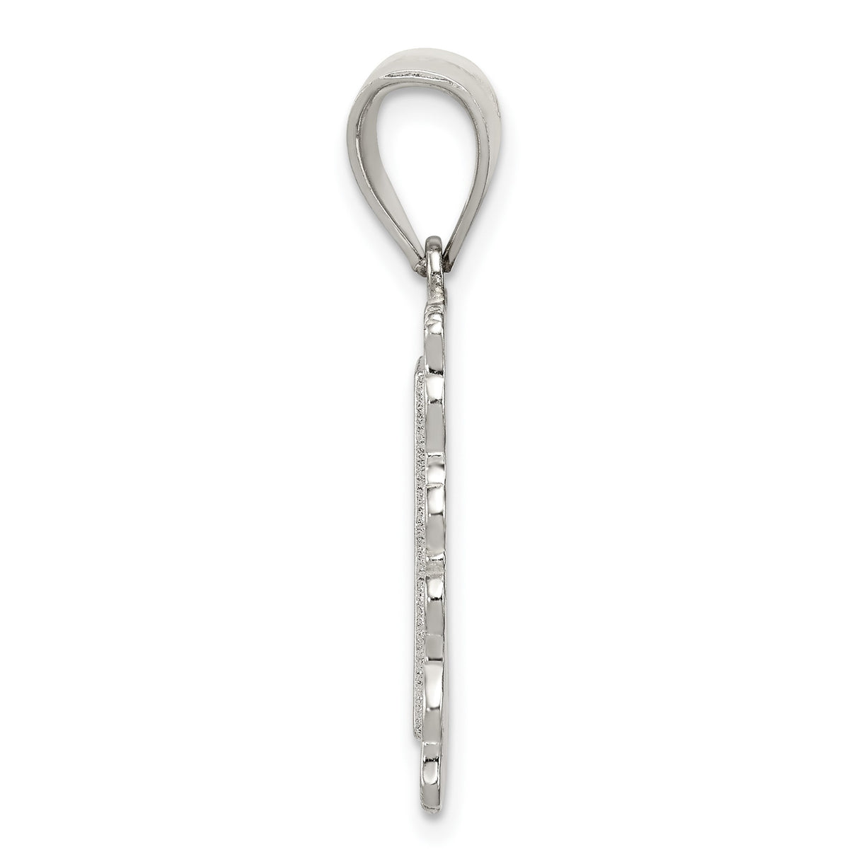 Sterling Silver Rectangle Pendant with Initial C and Scroll Frame Design
