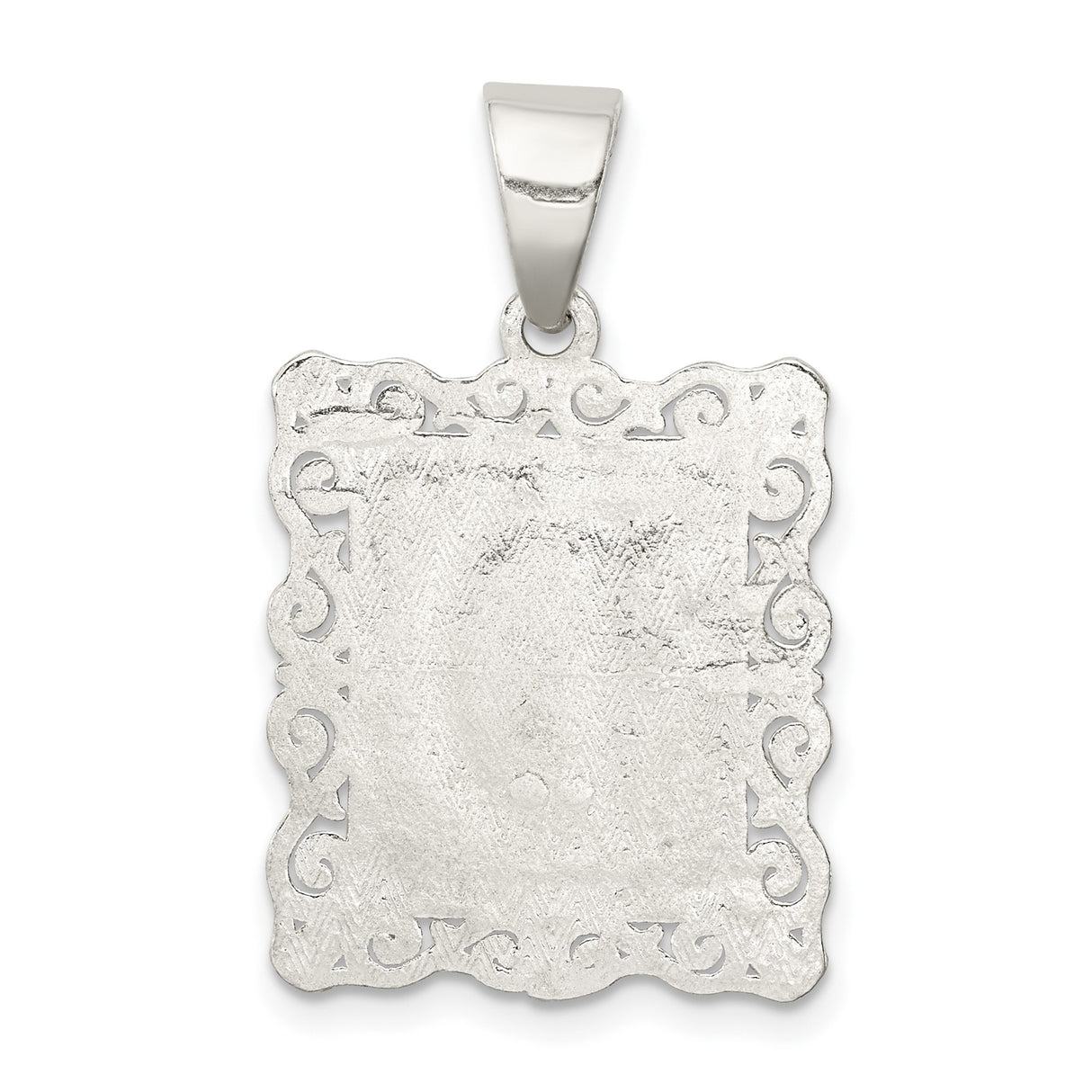 Sterling Silver Letter D Pendant with Scrollwork Border and Textured Finish