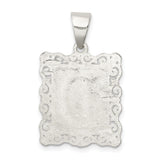 Sterling Silver Letter D Pendant with Scrollwork Border and Textured Finish