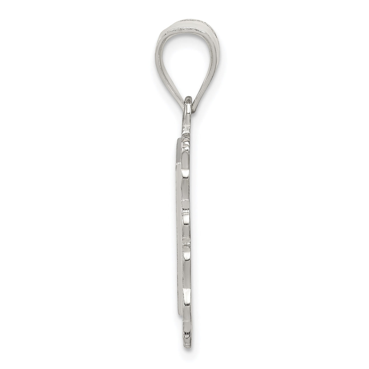Sterling Silver Letter L Pendant with Textured Background and Filigree Border