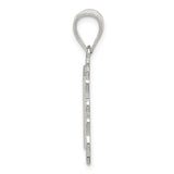 Sterling Silver Letter L Pendant with Textured Background and Filigree Border