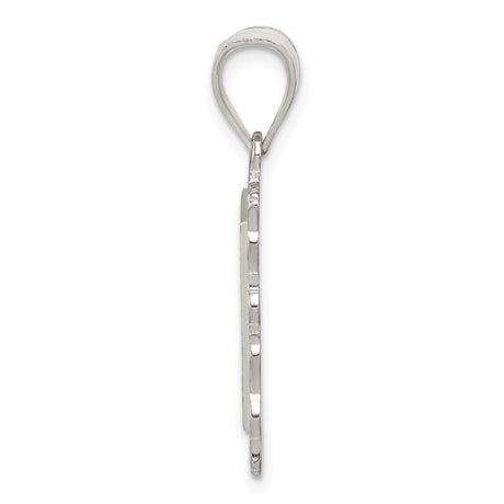 Sterling Silver Letter L Pendant with Textured Background and Filigree Border
