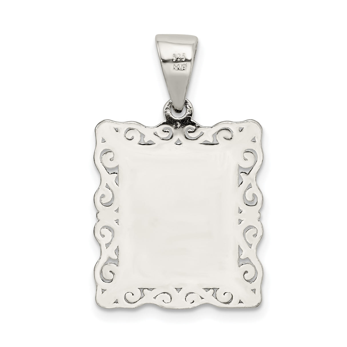 Sterling Silver Letter L Pendant with Textured Background and Filigree Border