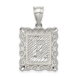 Sterling Silver Letter L Pendant with Textured Background and Filigree Border