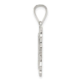 Sterling Silver Initial F Pendant with Textured Design and Scrollwork Border