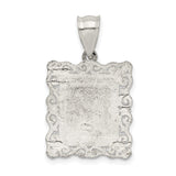 Sterling Silver Initial F Pendant with Textured Design and Scrollwork Border