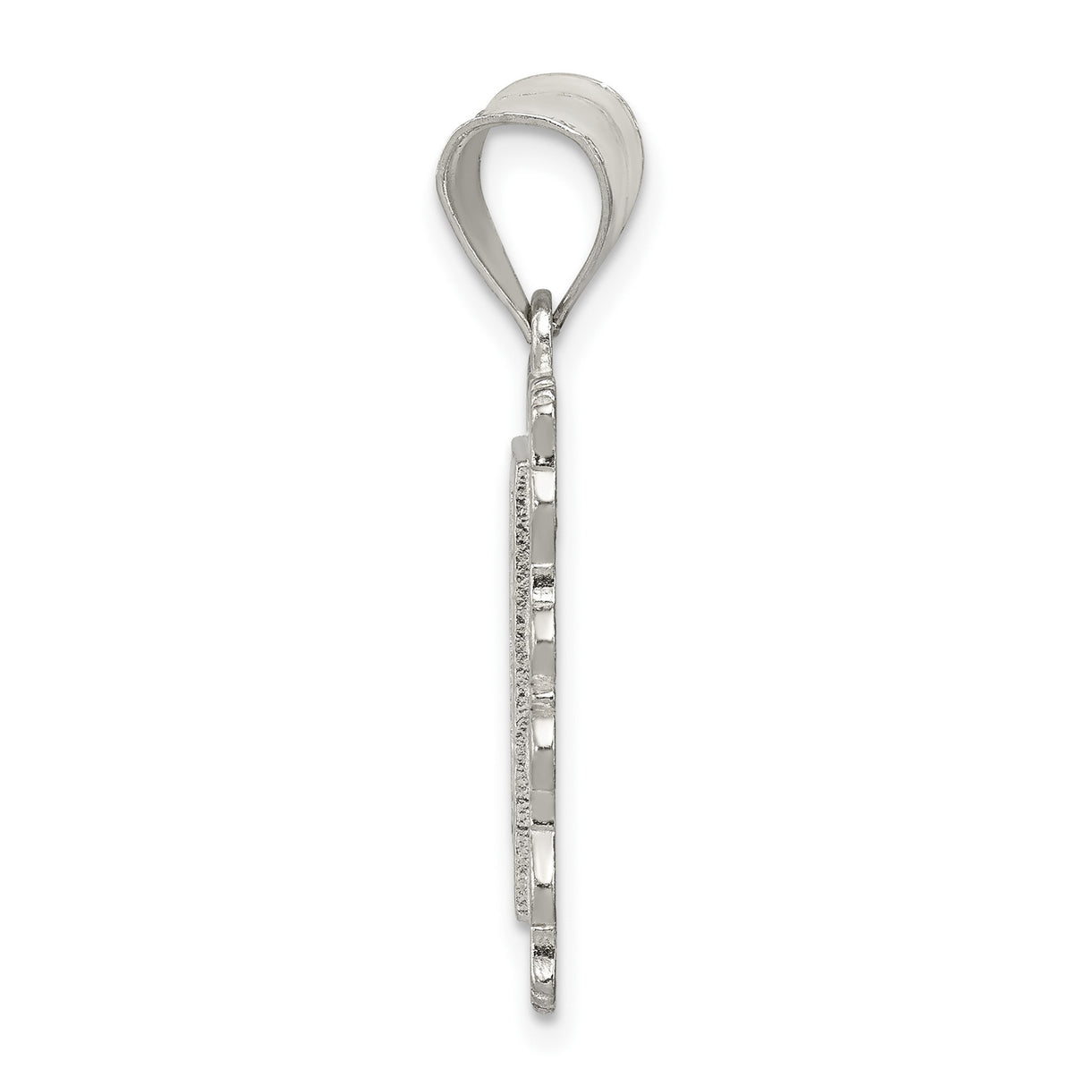 Sterling Silver Letter G Pendant Charm with Textured Rectangle Frame and Scroll Detail