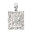 Sterling Silver Letter G Pendant Charm with Textured Rectangle Frame and Scroll Detail