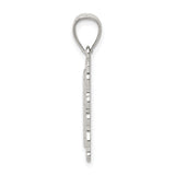 Sterling Silver Initial I Pendant with Textured Rectangle Frame and Scroll Design