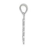 Sterling Silver Initial J Pendant with Scrollwork Border in Rectangle Frame