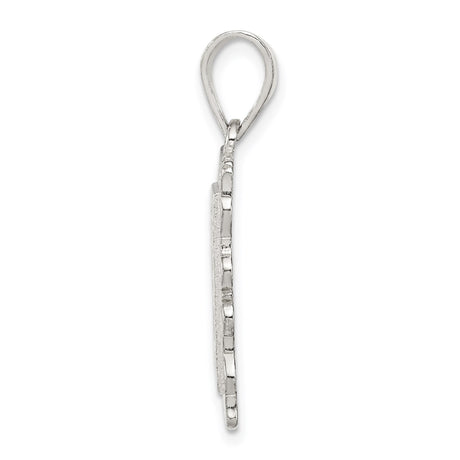Sterling Silver Pendant, Ornate Initial K with Scrollwork Border, Vintage Monogram Charm
