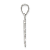 Sterling Silver Letter L Pendant with Textured Background and Scrollwork Border