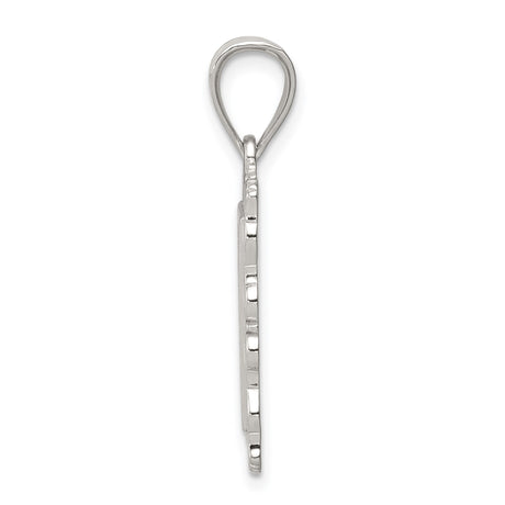 Sterling Silver Letter L Pendant with Textured Background and Scrollwork Border