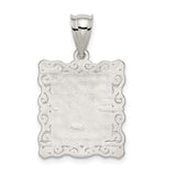 Sterling Silver Letter L Pendant with Textured Background and Scrollwork Border