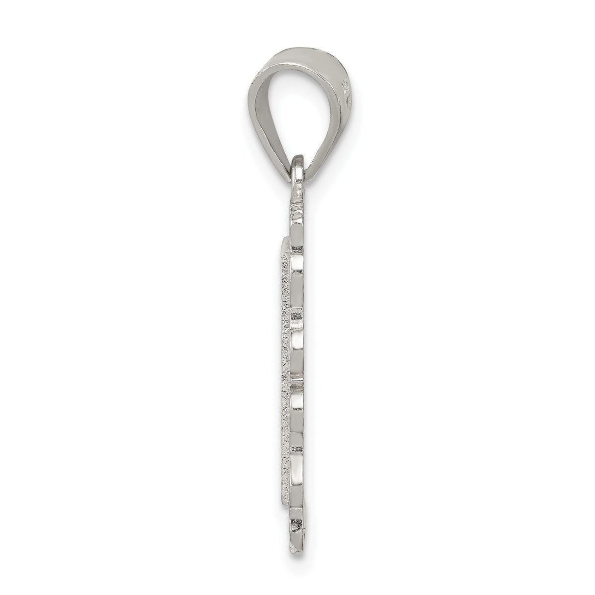 Sterling Silver Initial M Pendant with Scrollwork Border and Textured Background