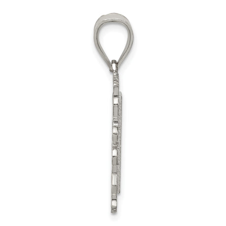 Sterling Silver Initial N Pendant with Textured Scroll Frame Monogram Charm