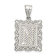 Sterling Silver Initial N Pendant with Textured Scroll Frame Monogram Charm